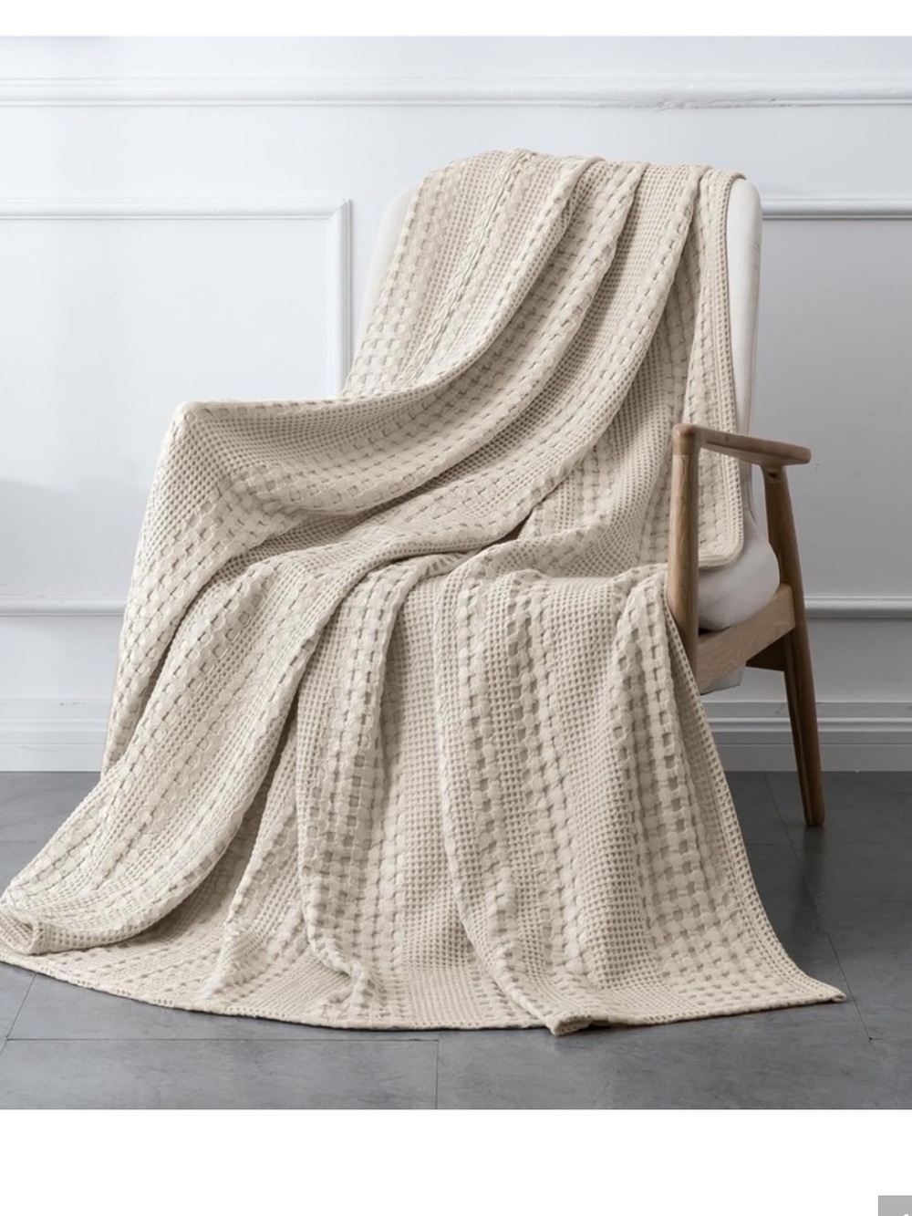 PHF - Oatmeal 100% Cotton Waffle Weave Lightweight Throw Blanket